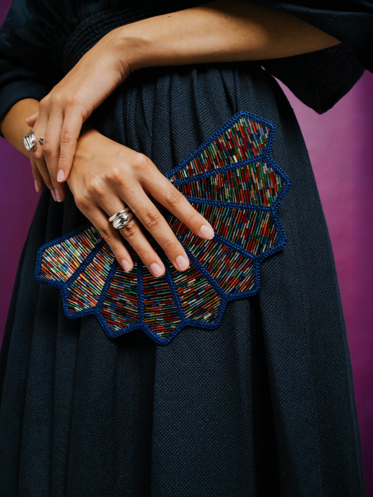 Multicolor Bugle Beads Fan Multicolor Bugle Beads Fan