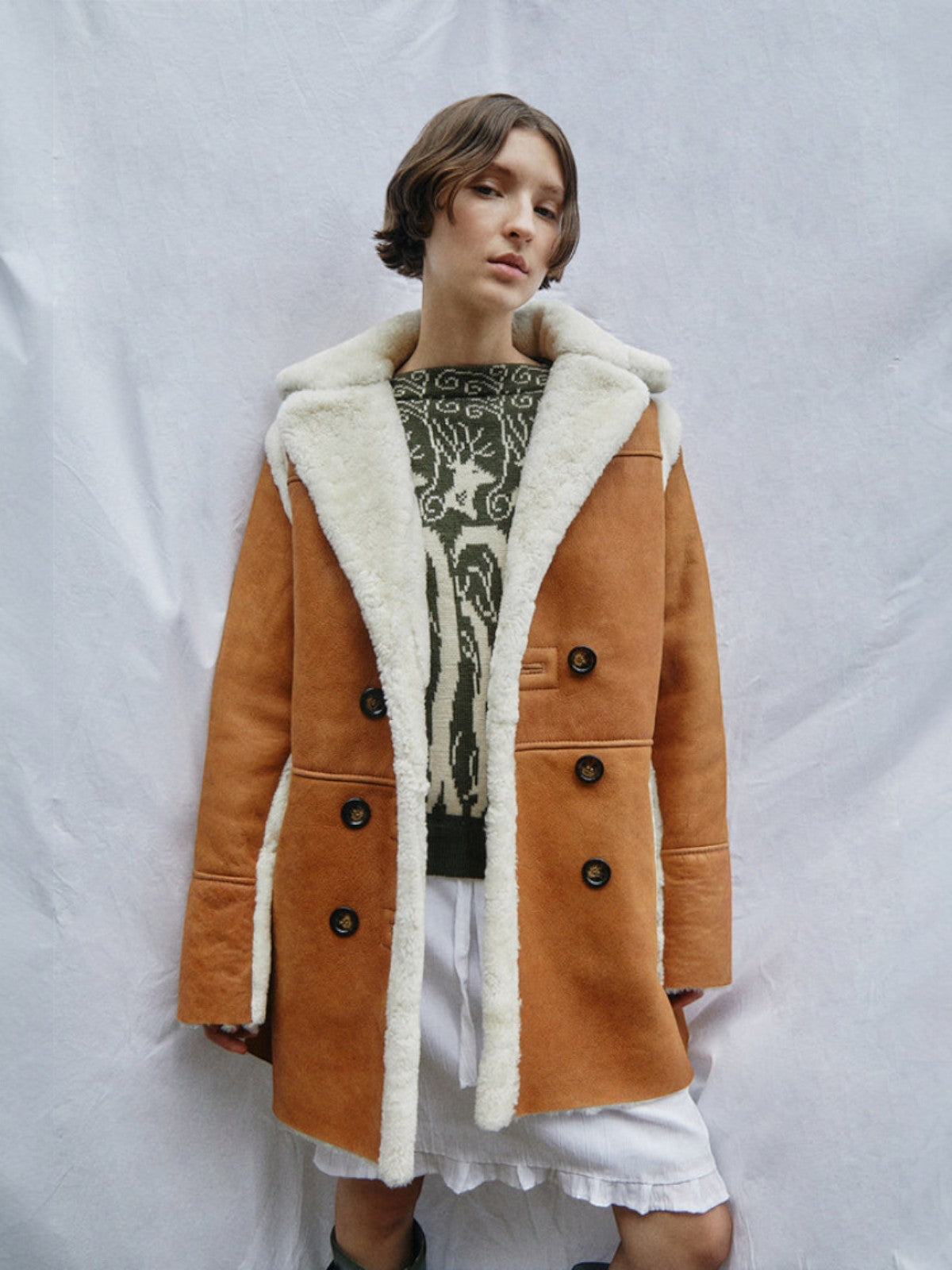 Neon Mid Length Coat | Light Brown