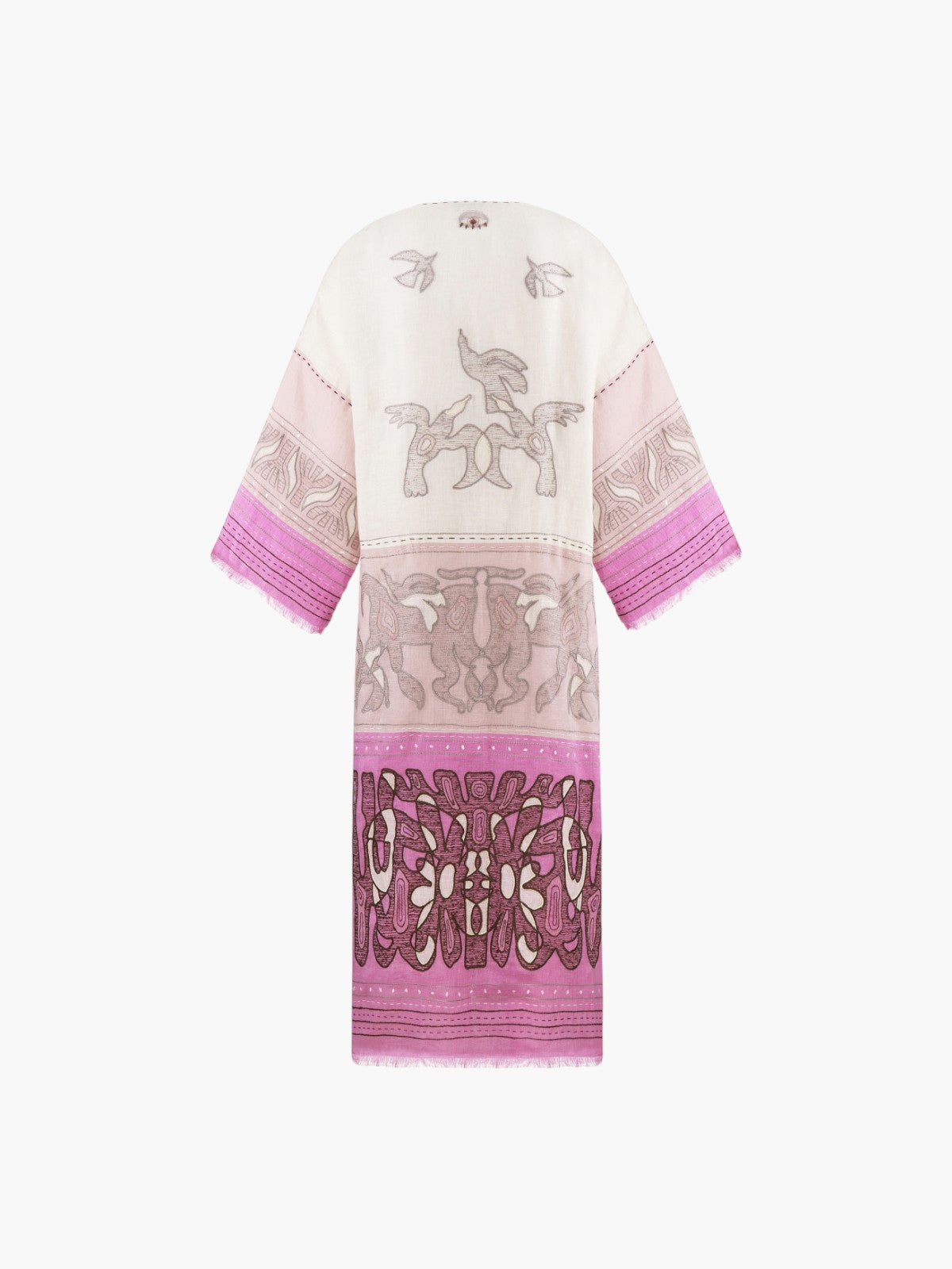 Animal Realm Long Kimono | Ivory/Powder Pink/Lilac Animal Realm Long Kimono | Ivory/Powder Pink/Lilac