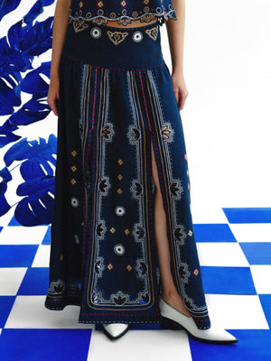 Check Mate Skirt | Navy Blue Check Mate Skirt | Navy Blue