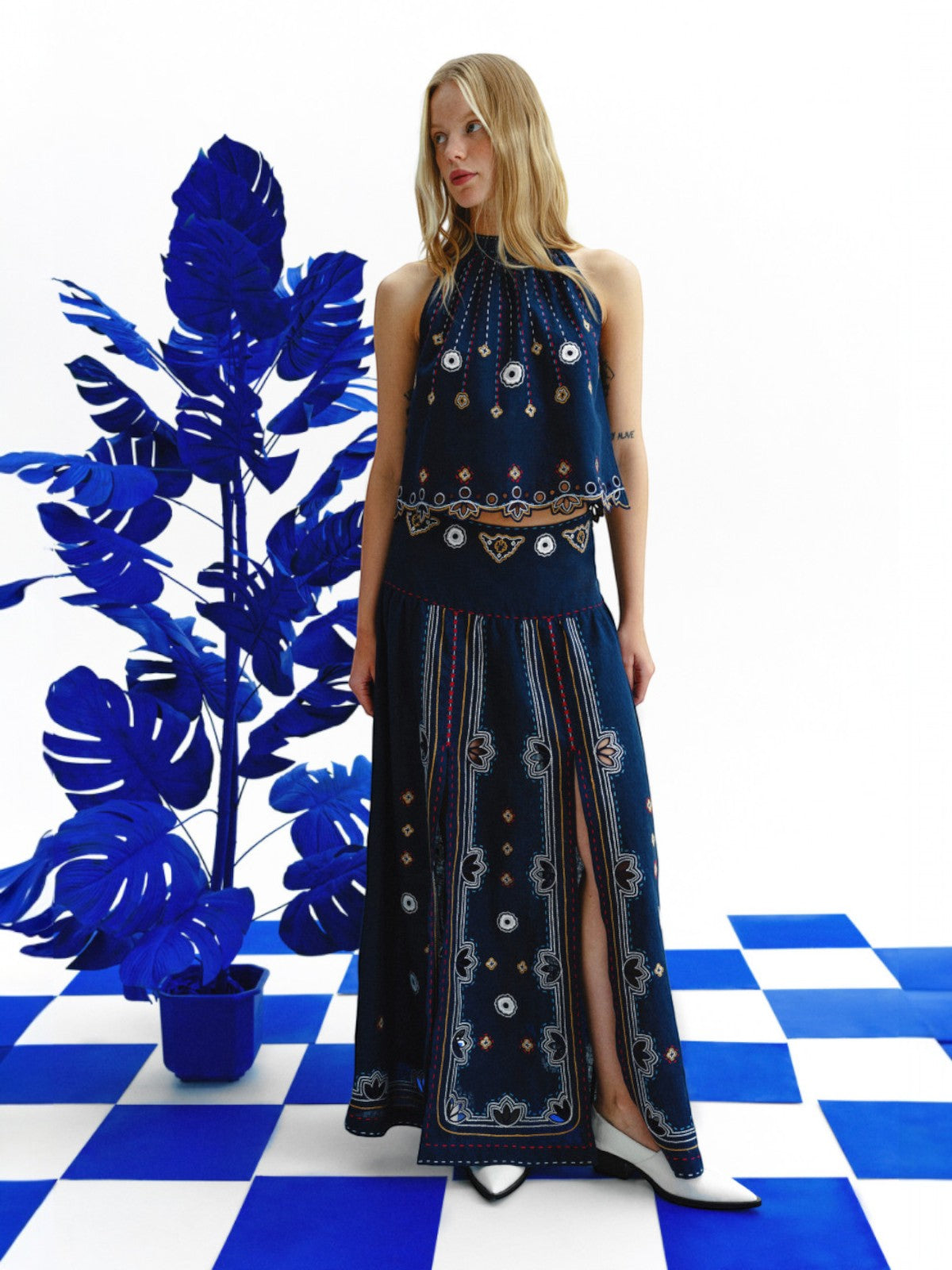 Check Mate Skirt | Navy Blue Check Mate Skirt | Navy Blue