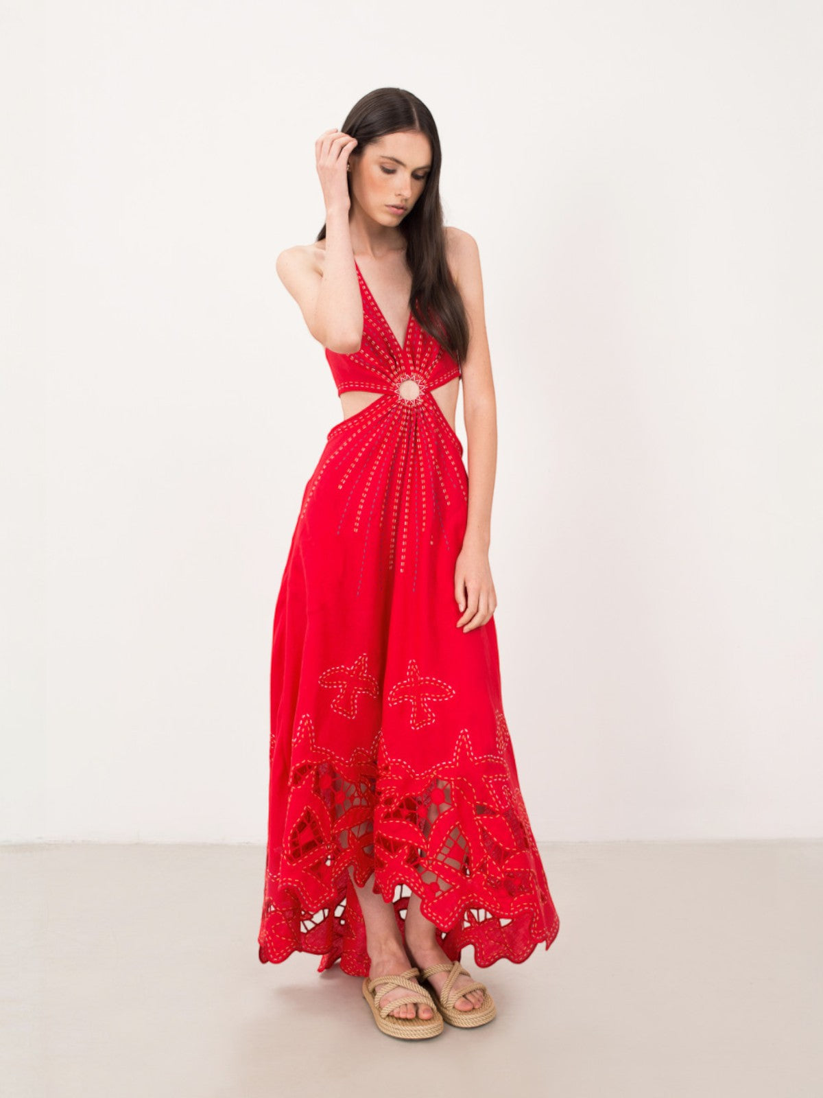 To the Light Long Sarafan Dress | Red To the Light Long Sarafan Dress | Red
