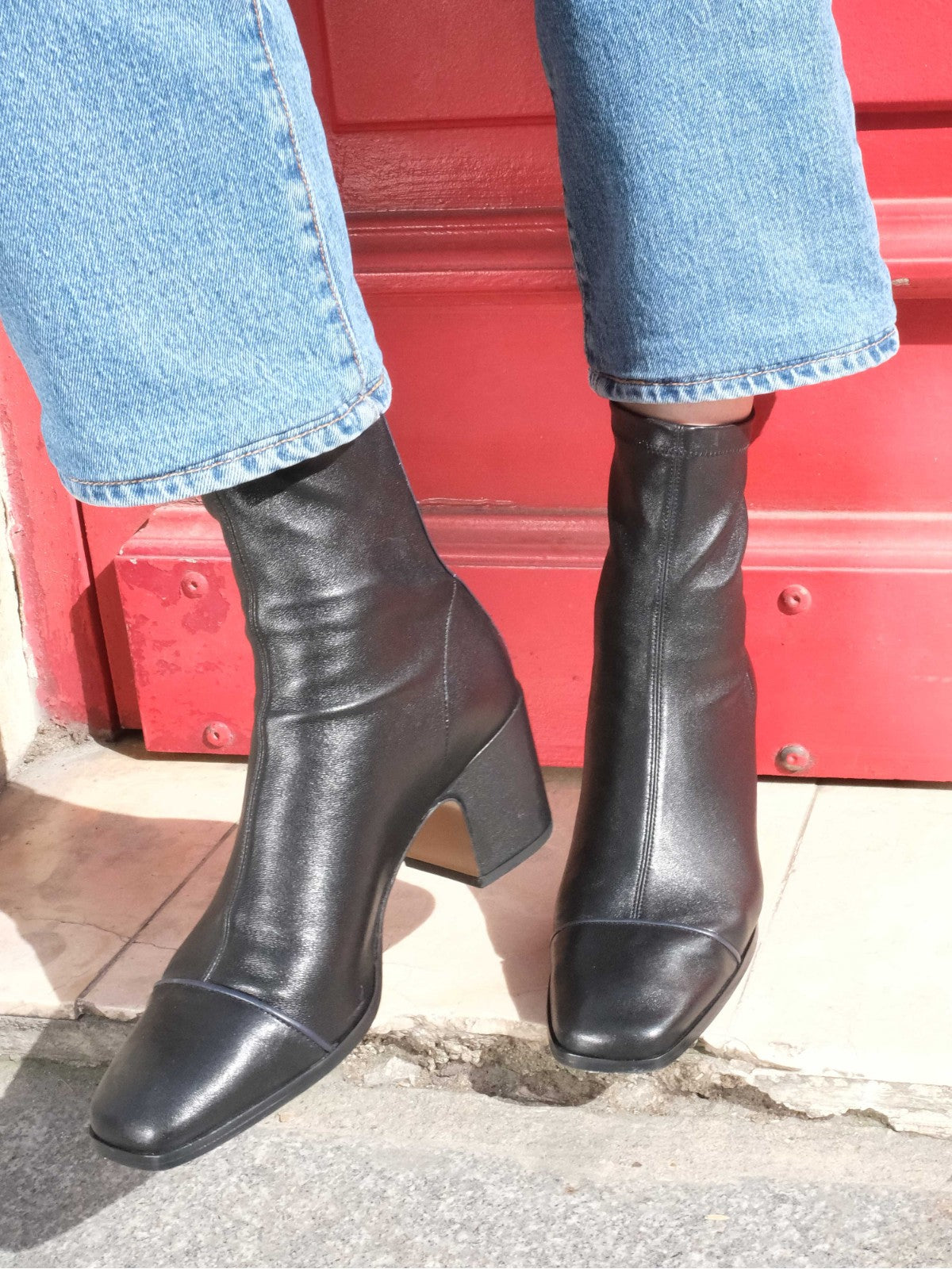 Aria Ankle Boots | Black Stretch Nappa