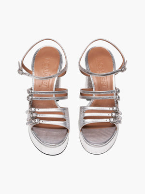 Frenchkiss Sandals | Embossed Silver Frenchkiss Sandals | Embossed Silver