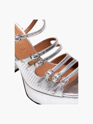 Frenchkiss Sandals | Embossed Silver Frenchkiss Sandals | Embossed Silver