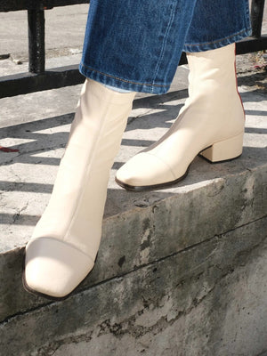 Strada Boots | Pompei White Stretch Nappa Strada Boots | Pompei White Stretch Nappa