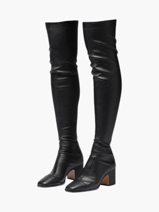 Whisper Over the Knee Boots | Nappa Stretch Black