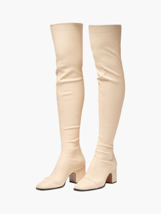 Whisper Over the Knee Boots | Nappa Stretch Pompeii White