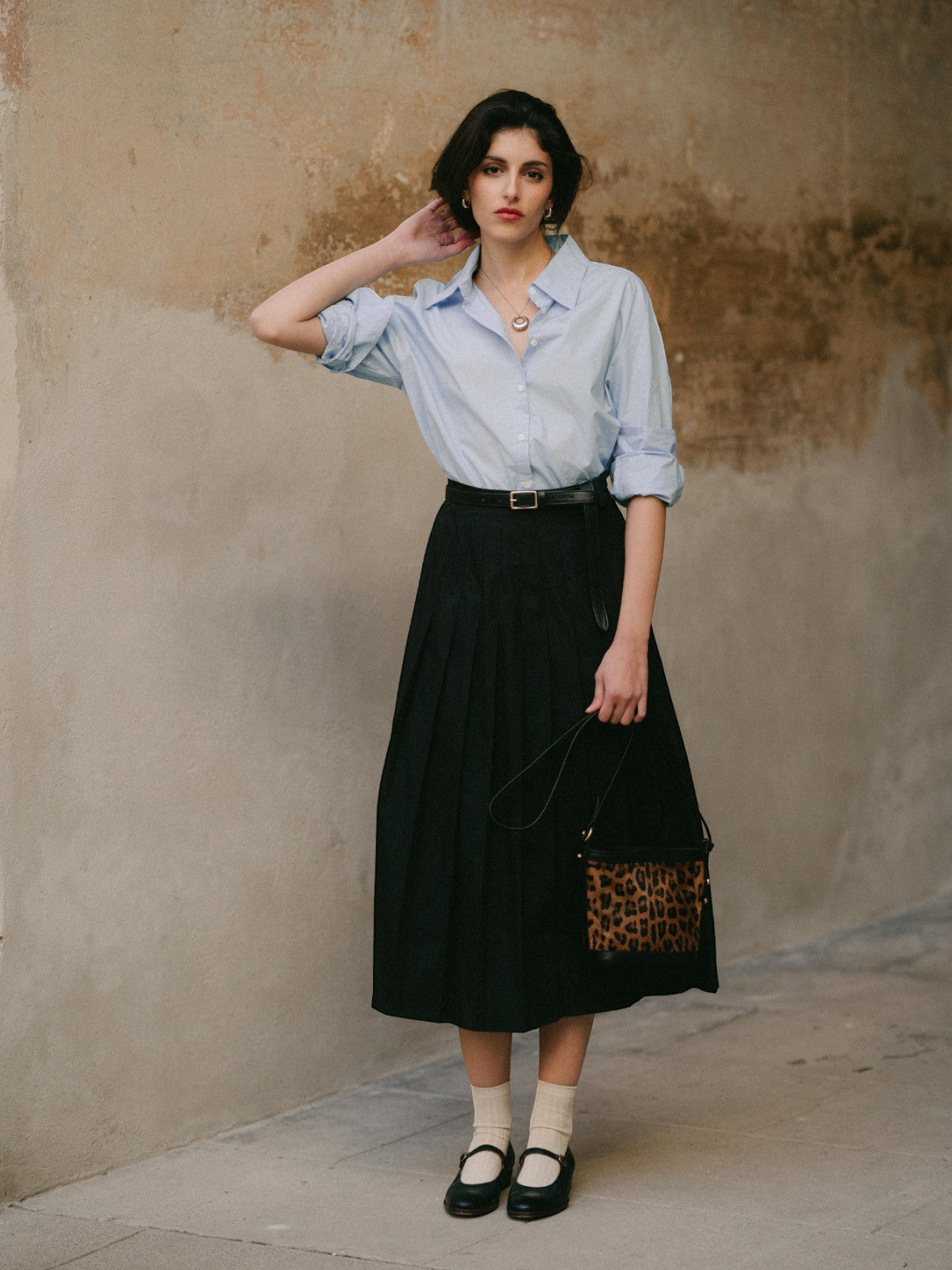 Mini Bucket Bag | Black Leather