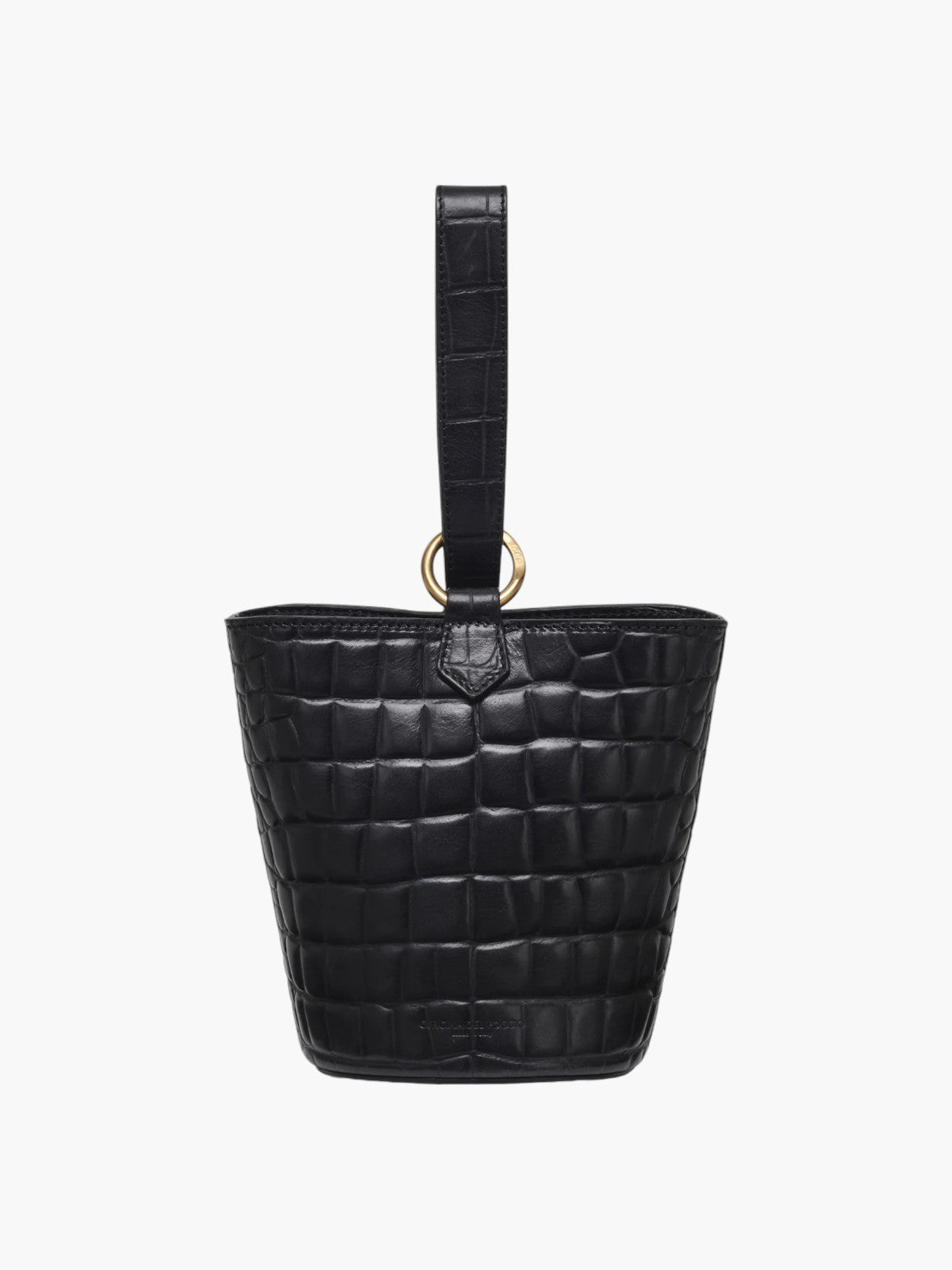 Mini Leather Wristlet Sling Bag | Black Embossed Croc Mini Leather Wristlet Sling Bag | Black Embossed Croc