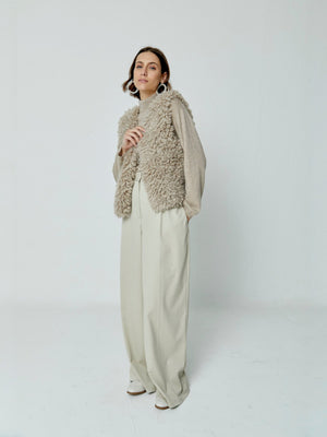 Crop Shag Vest | Taupe Crop Shag Vest | Taupe