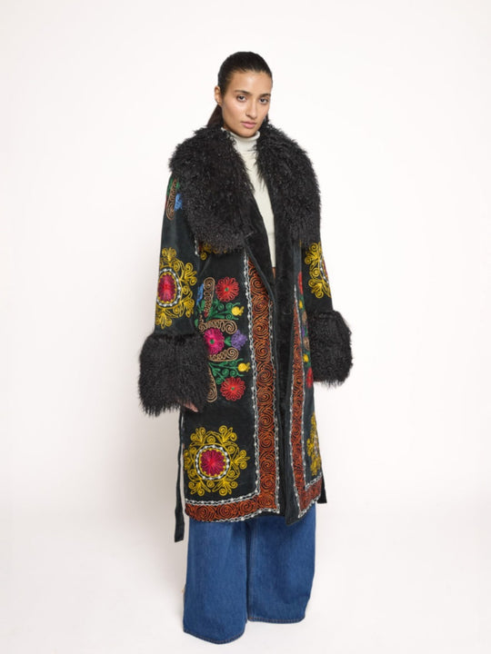 Aisara Wrap Coat - L | Multi Print/Black