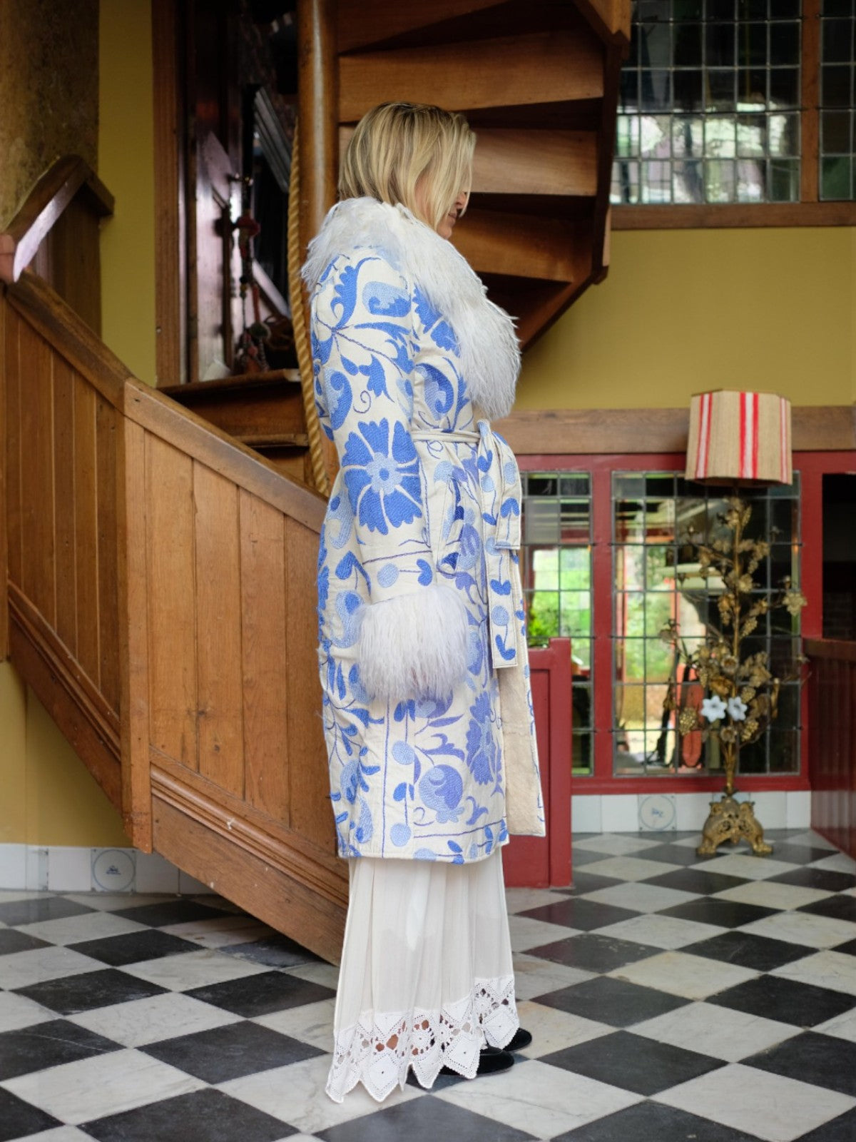 Aisara Wrap Coat - XS/S | Blue/Ivory Aisara Wrap Coat - XS/S | Blue/Ivory