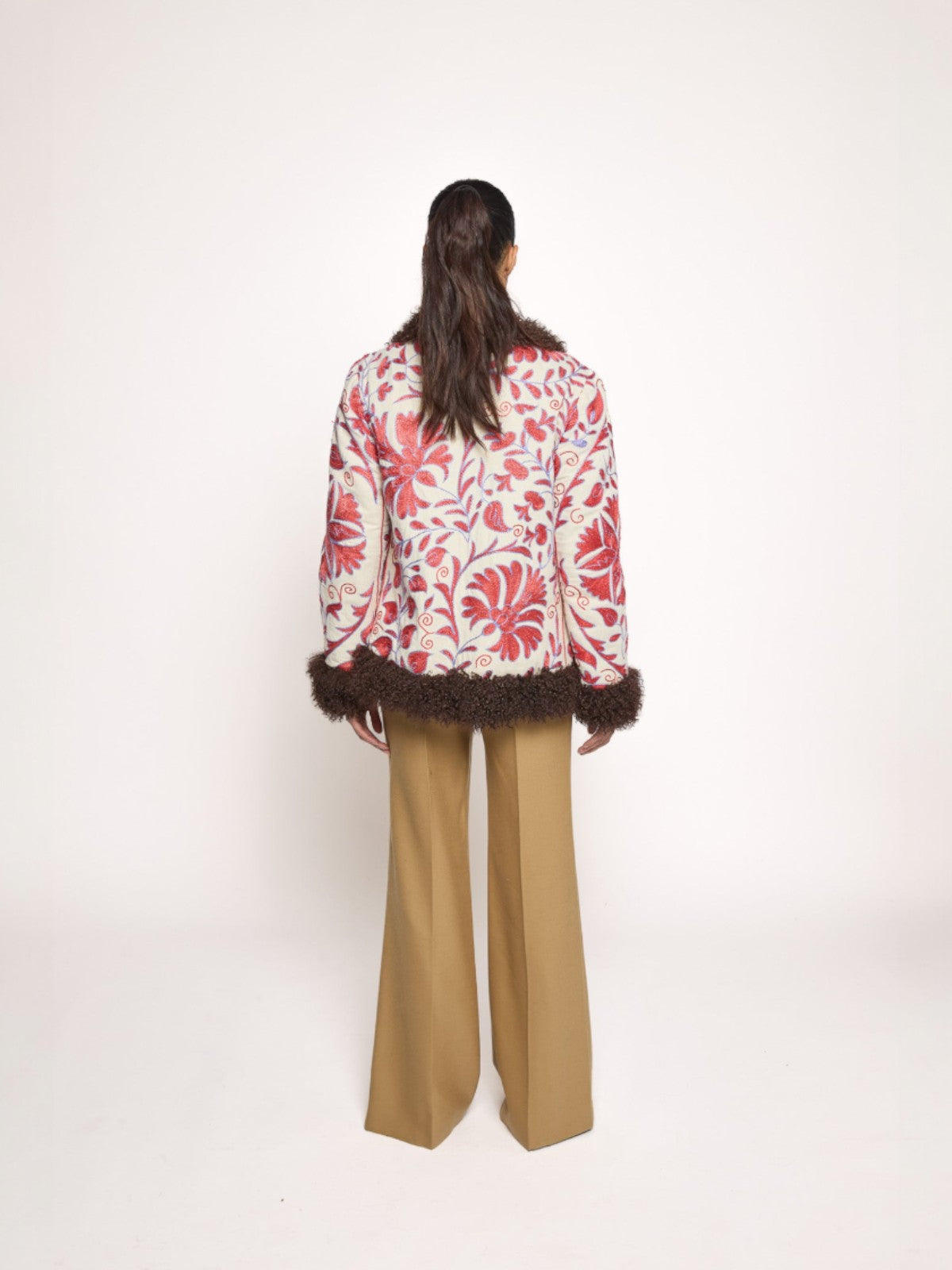 Zebay Coat - S | Pink Print/Brown Trim Zebay Coat - S | Pink Print/Brown Trim