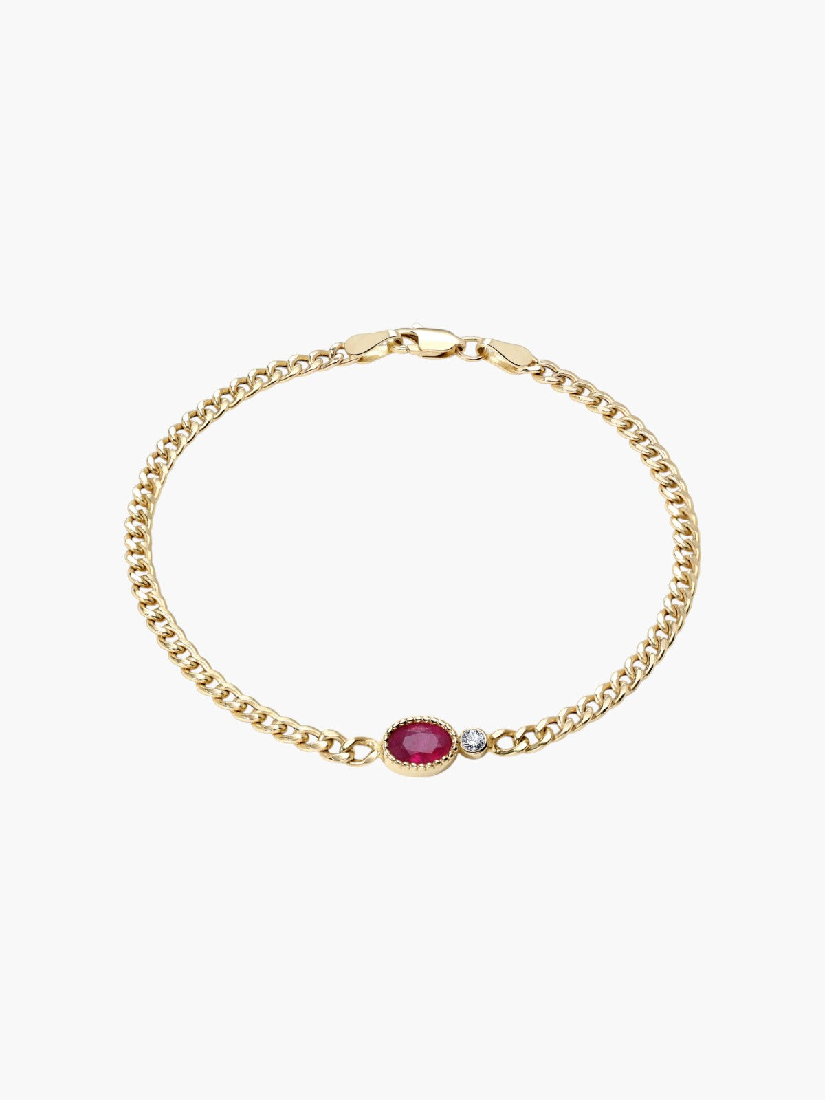 Ruby Milgrain Station Bracelet