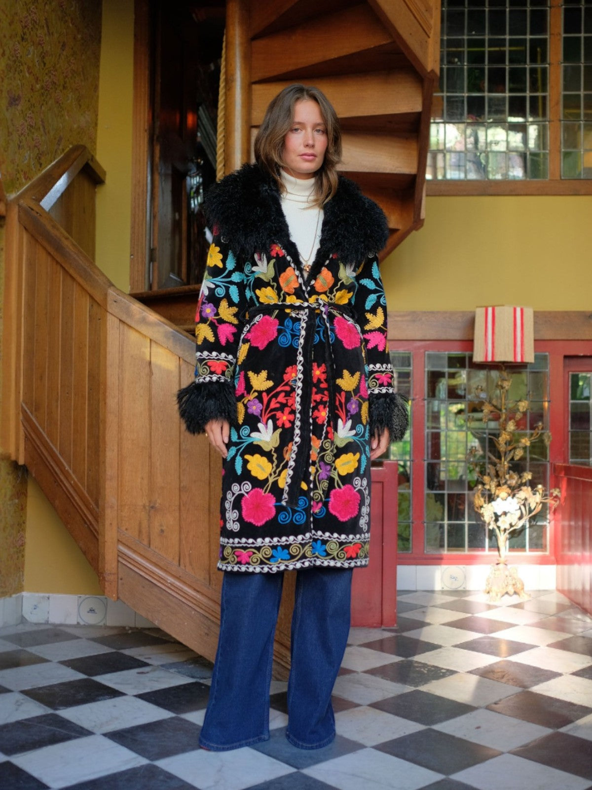 Aisara Wrap Coat - S/M | Print/Black Aisara Wrap Coat - S/M | Print/Black