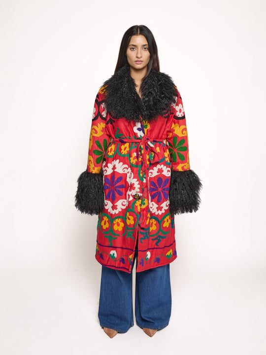 Aisara Wrap Coat - L | Multi/Pink