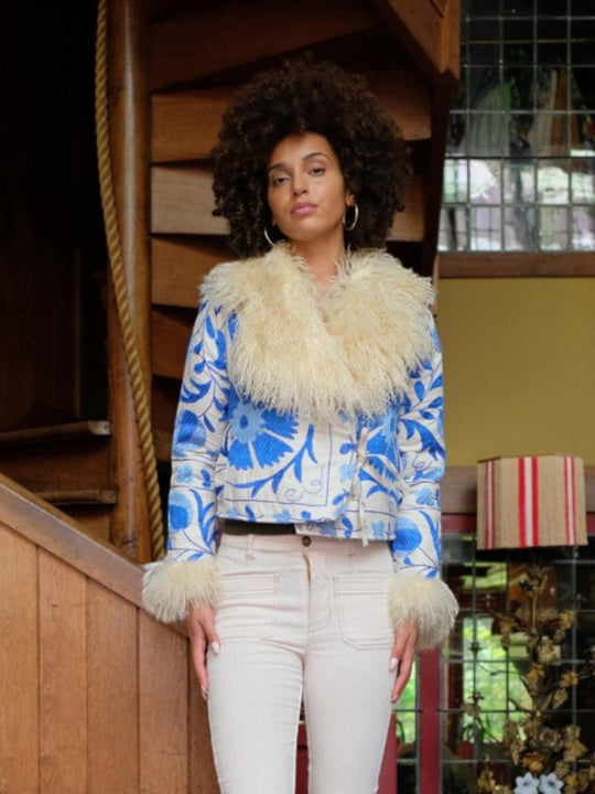 Madina Coat - XS | Blue/Ivory