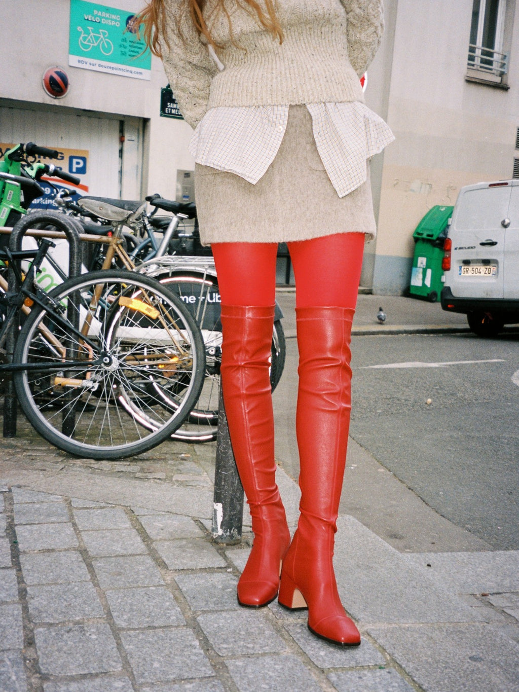 Whisper Over the Knee Boots | Red Stretch