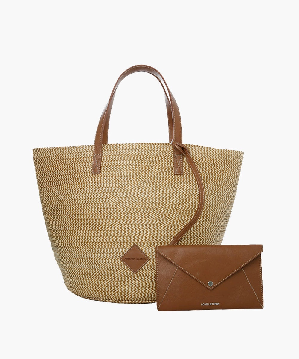 Marcial Handbag in Leather and Cana Flecha | Copper Zigzag