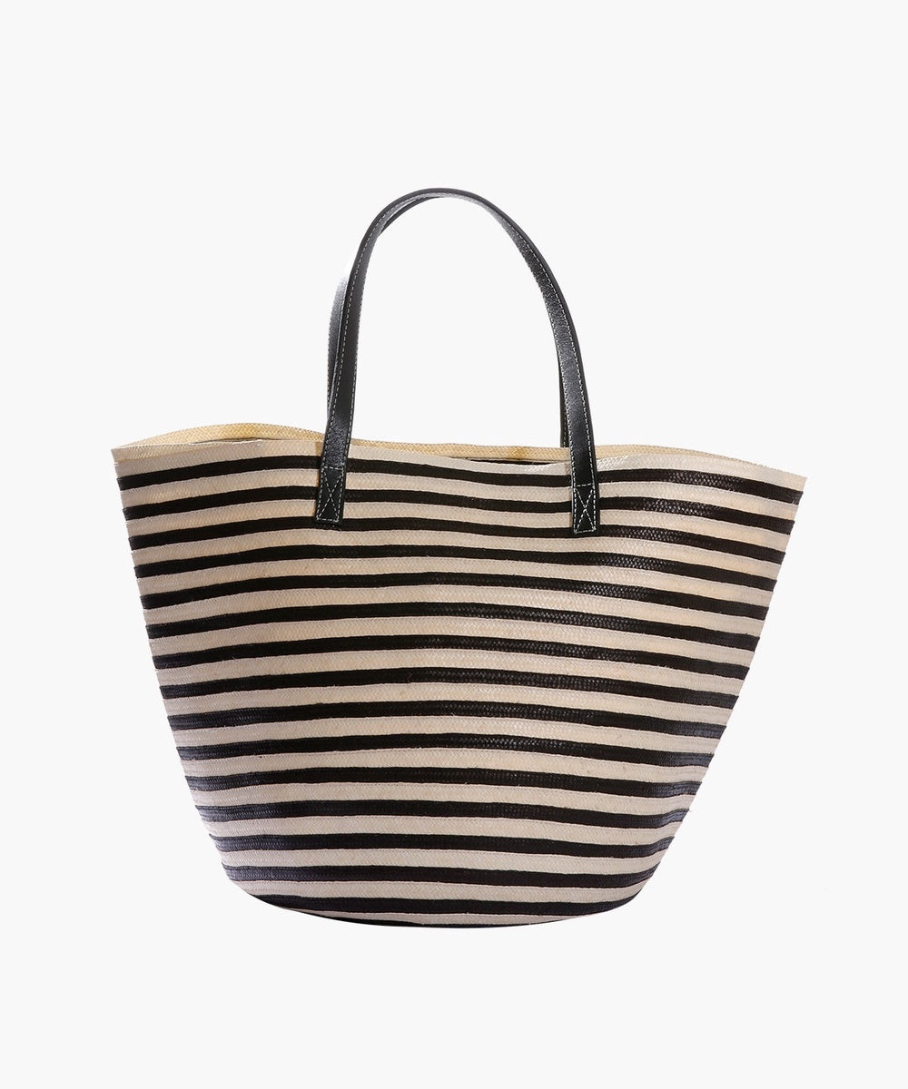 Marcial Handbag in Leather and Cana Flecha | Black Stripes