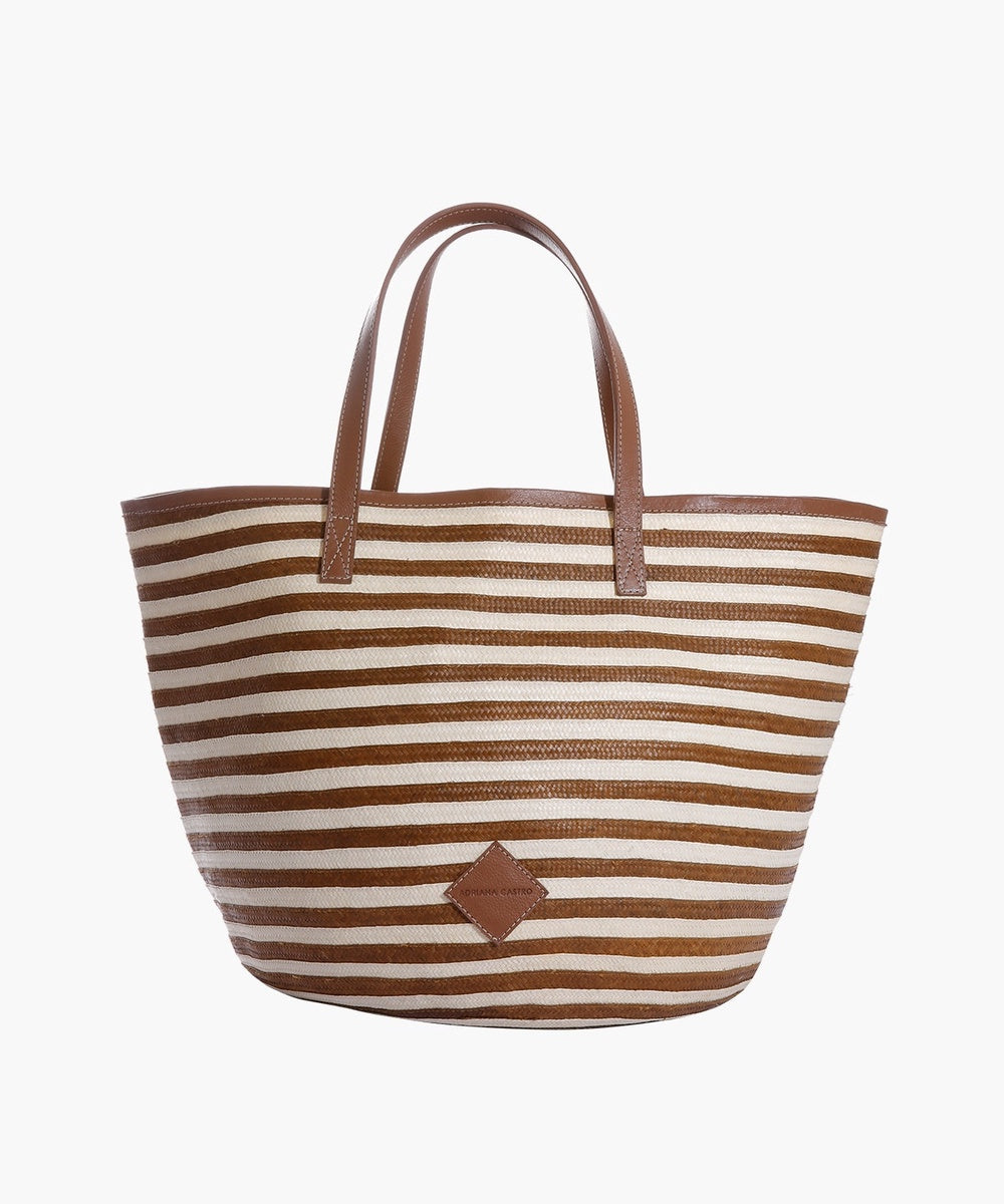 Marcial Handbag in Leather and Cana Flecha | Copper Stripes Marcial Handbag in Leather and Cana Flecha | Copper Stripes
