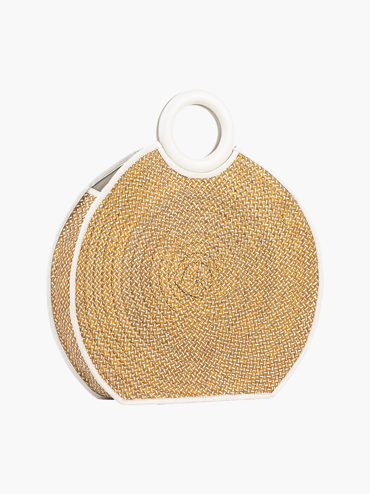 Zenu Large Handbag in Leather and Cana Flecha | Crème