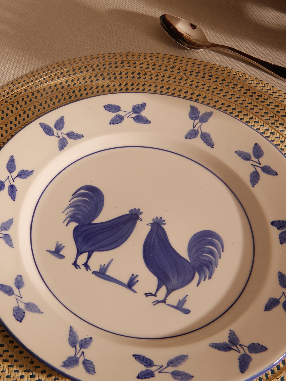 La Coquette Dinner Plate | White/Blue La Coquette Dinner Plate | White/Blue