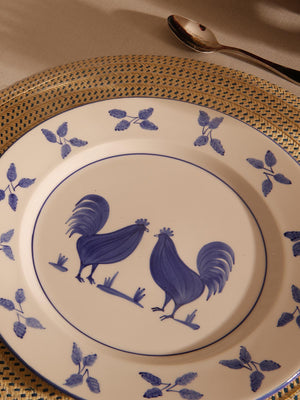 La Coquette Dinner Plate | White/Blue La Coquette Dinner Plate | White/Blue