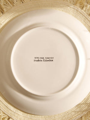 La Coquette Dinner Plate | White/Burgundy La Coquette Dinner Plate | White/Burgundy