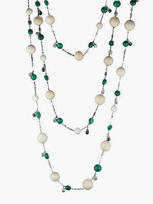 Tagua and Emerald Bead Sautoir Necklace Tagua and Emerald Bead Sautoir Necklace - Fashionkind