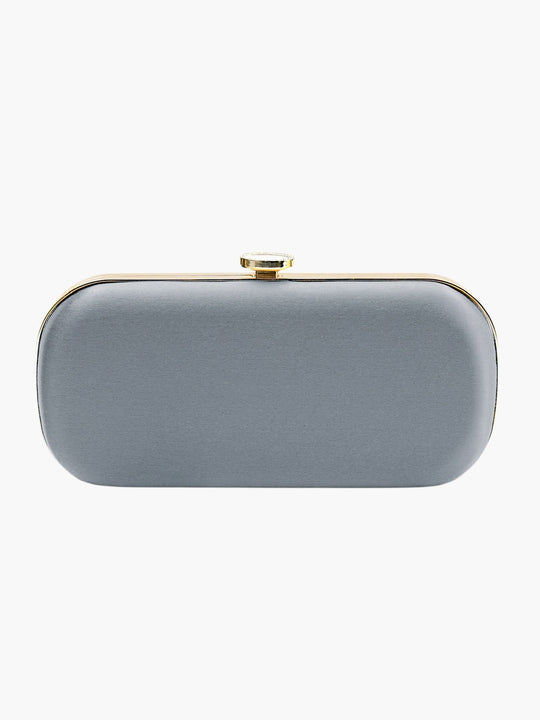 Satin Bella Clutch | Silver Smoke