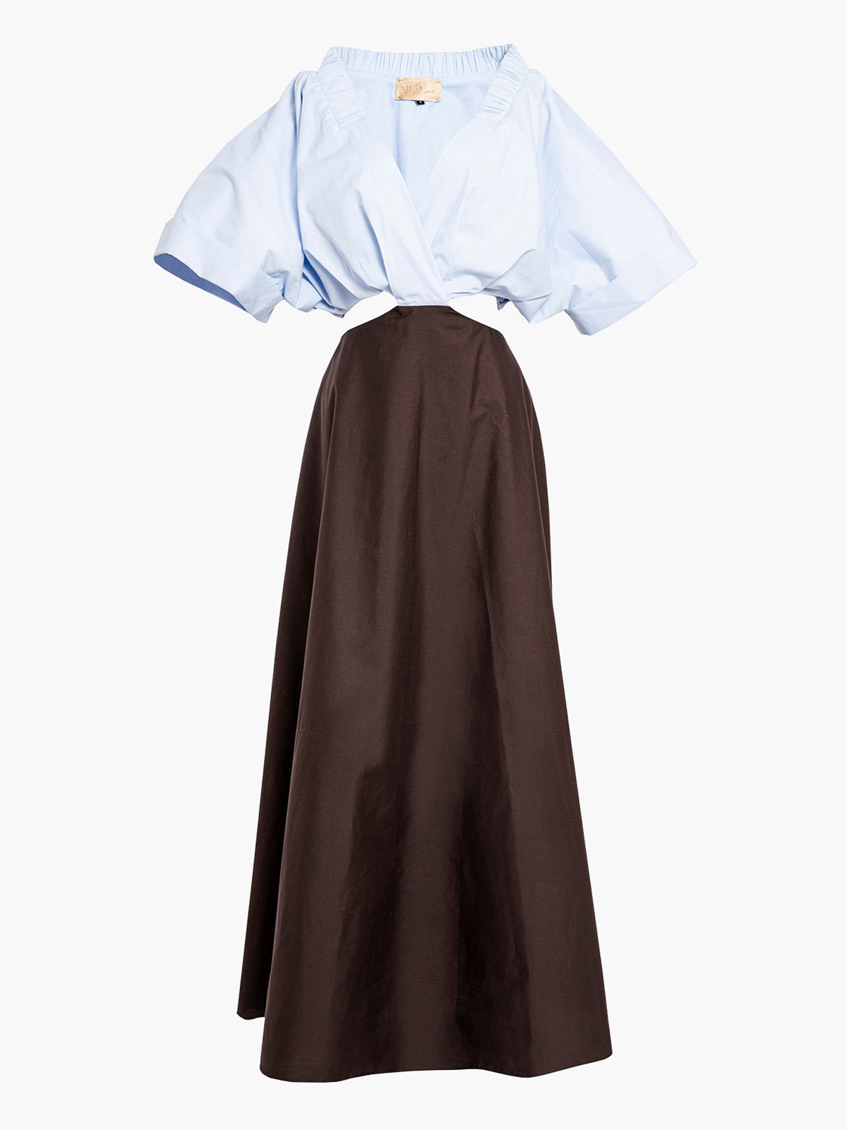 Gloria Dress | Brown With Powder Blue Gloria Dress | Brown With Powder Blue