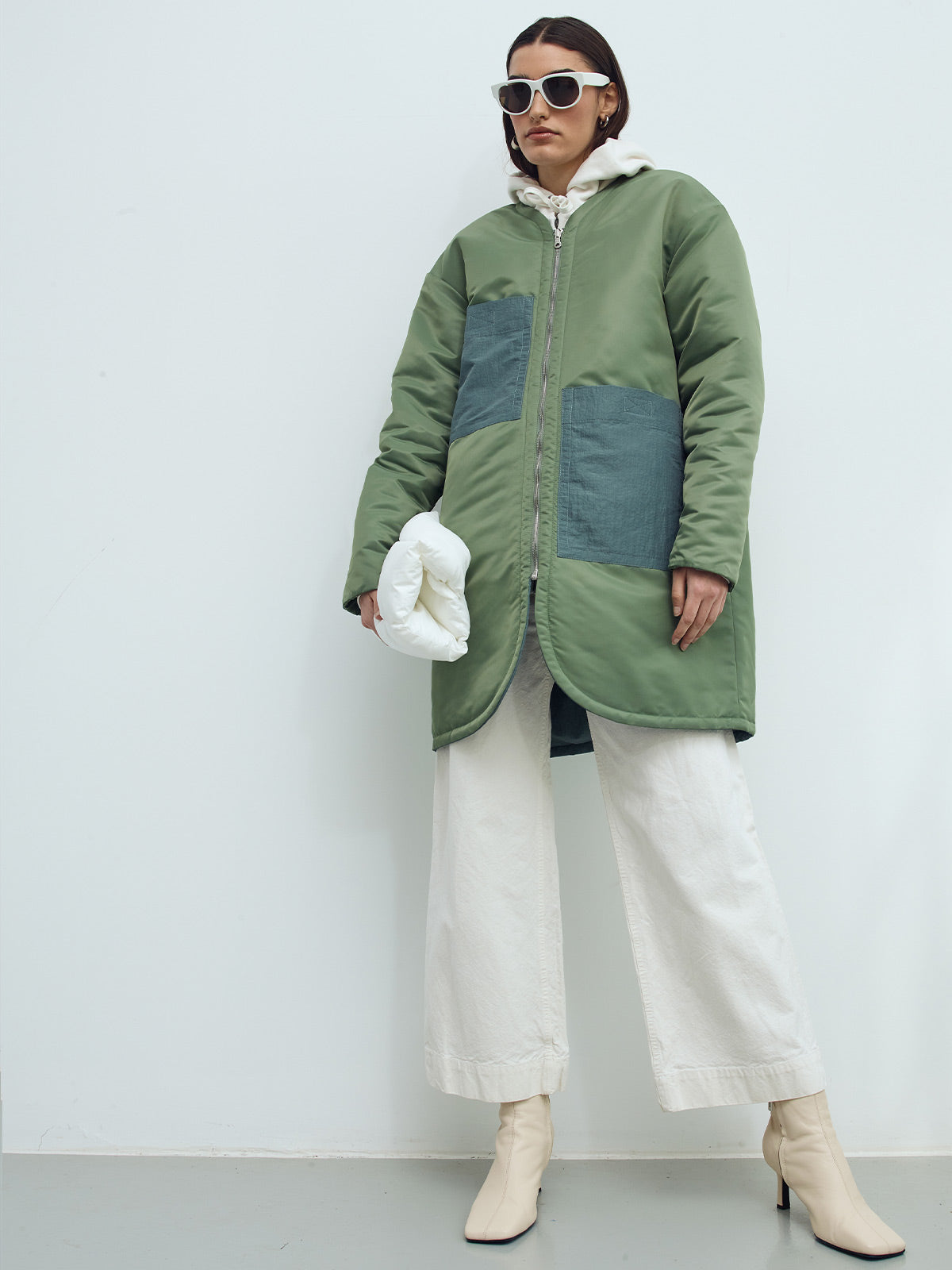 Reversible Sustainable Down Coat | Green Blue