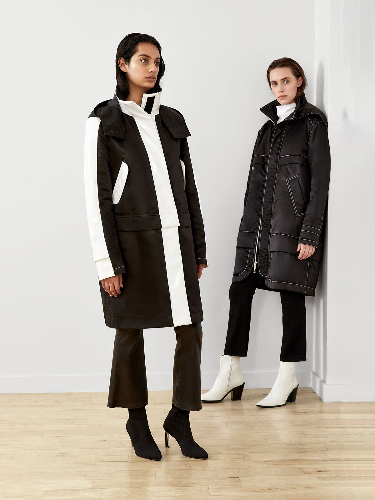 Water Resistant Convertible Sustainable Raincoat | Black/White Water Resistant Convertible Sustainable Raincoat | Black/White