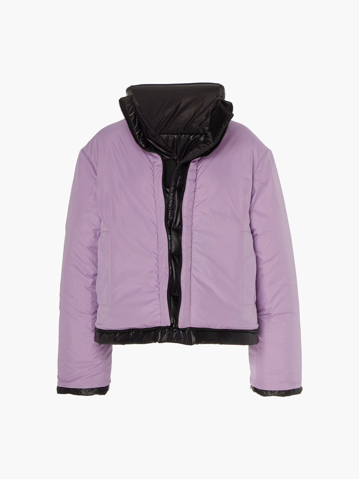 Reversible Cropped Sustainable Down Coat | Black/Purple Reversible Cropped Sustainable Down Coat | Black/Purple