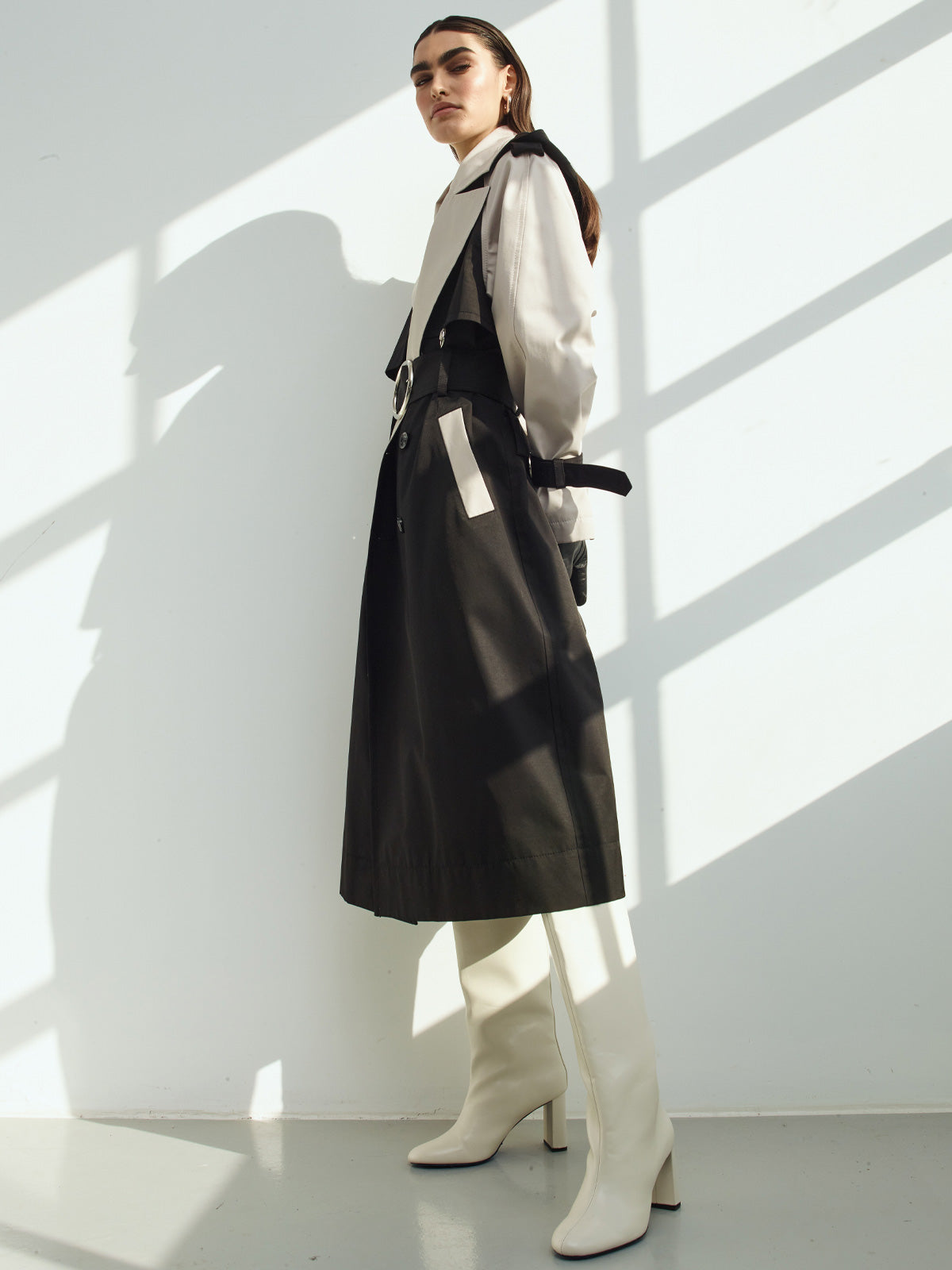 Sustainable Water Resistant Trench Coat | Black/White Sustainable Water Resistant Trench Coat | Black/White