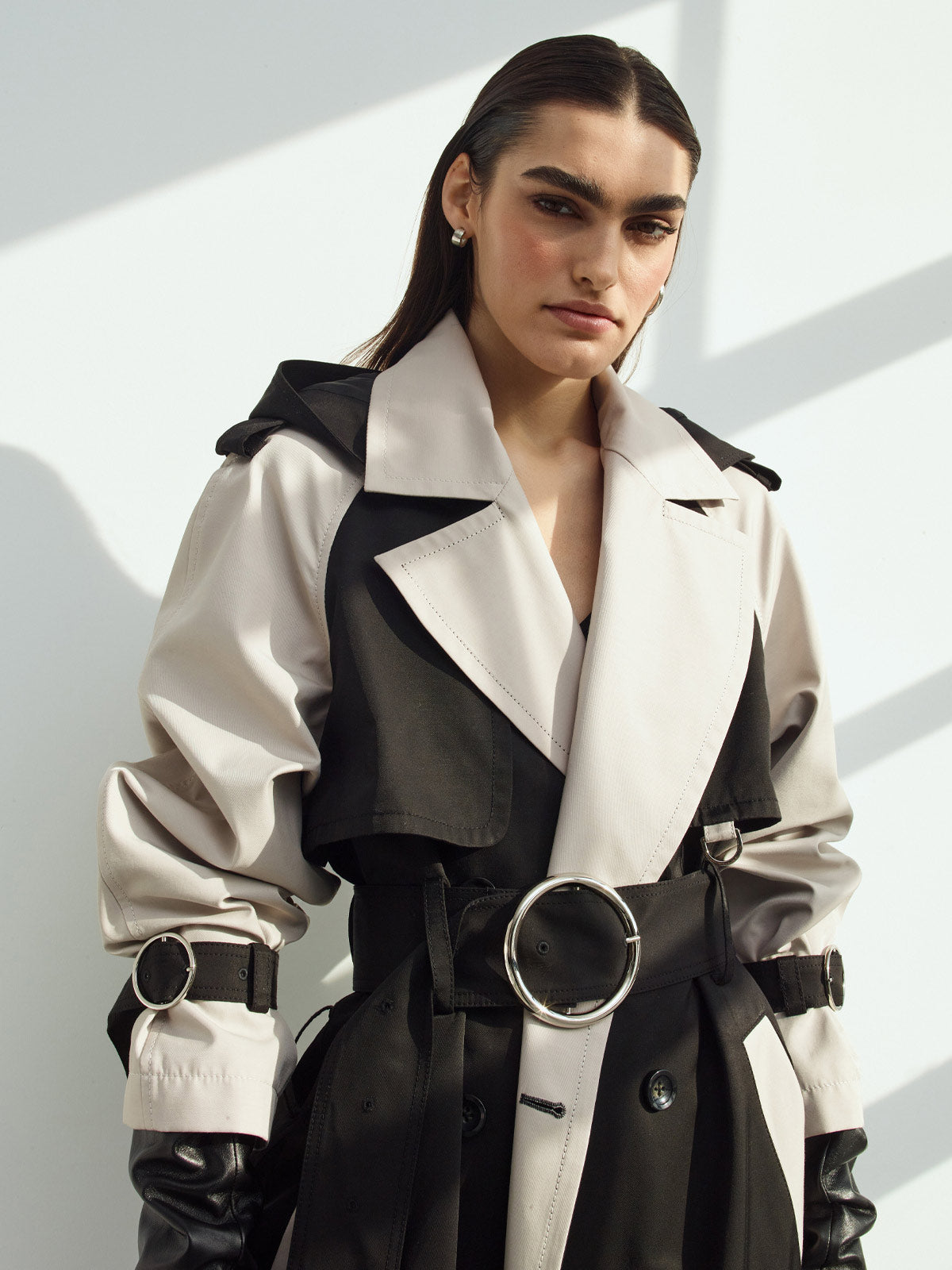 Sustainable Water Resistant Trench Coat | Black/White Sustainable Water Resistant Trench Coat | Black/White