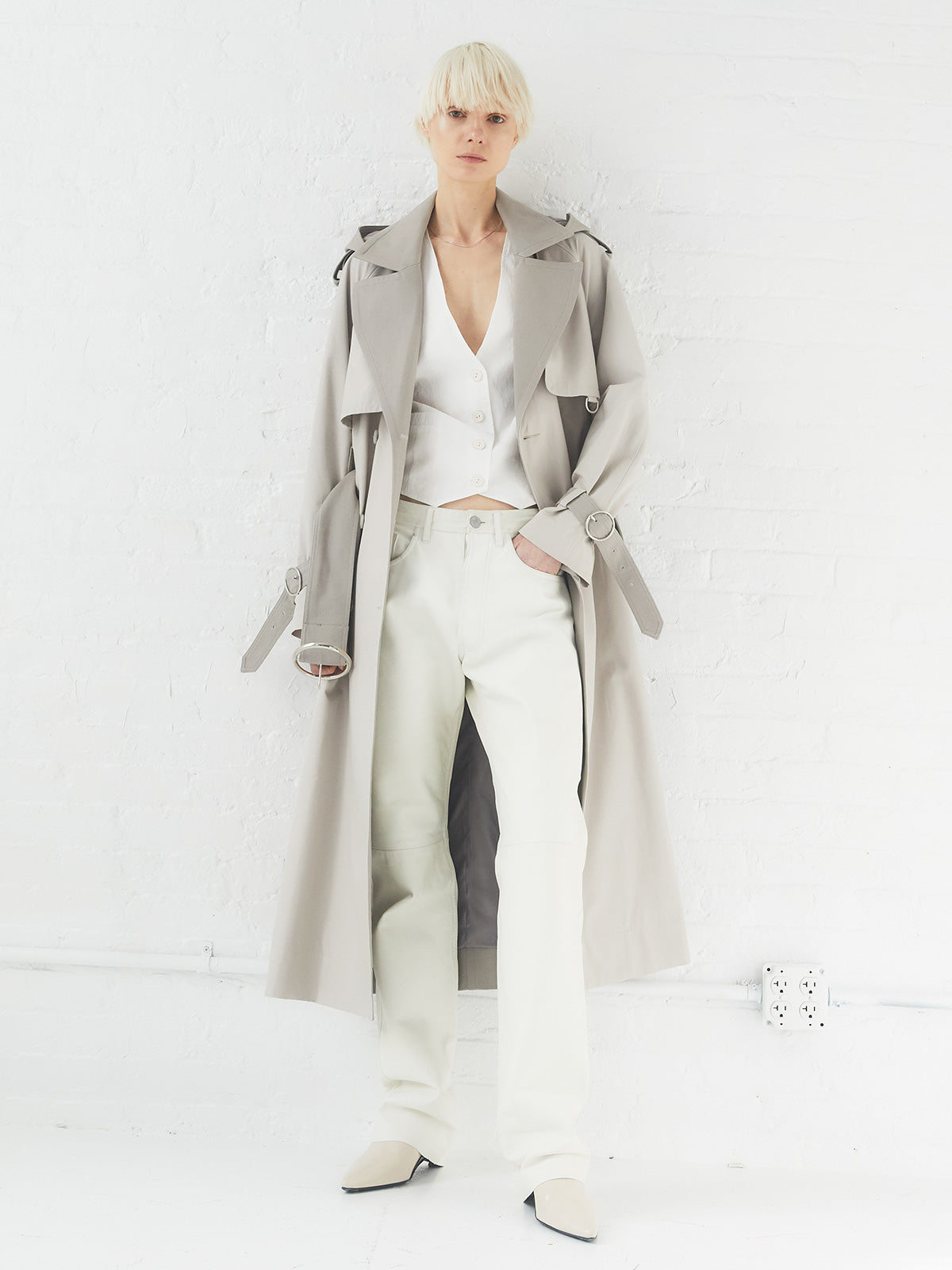Sustainable Water Resistant Trench Coat | Light Grey