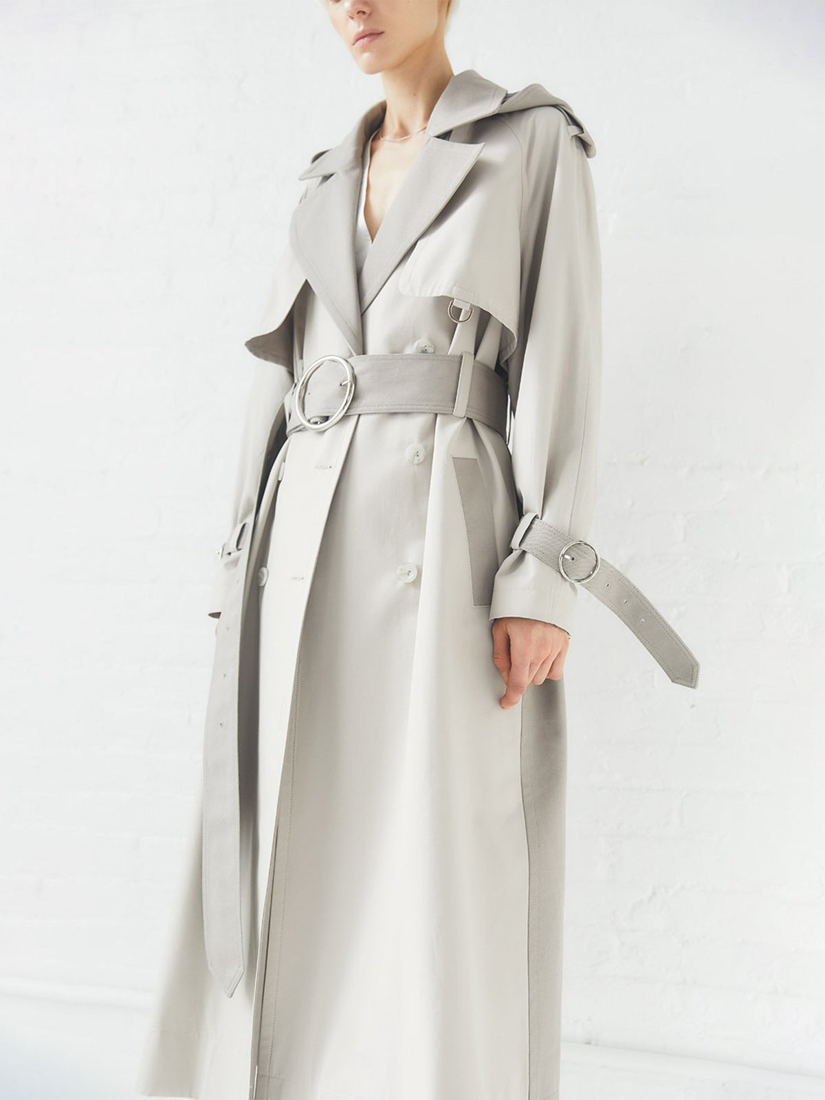 Sustainable Water Resistant Trench Coat | Light Grey