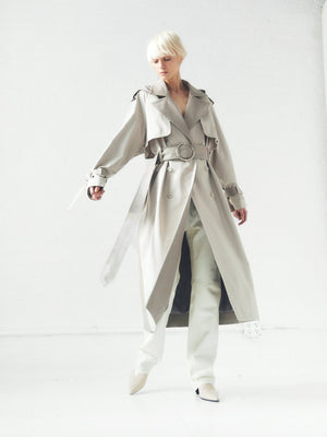 Sustainable Water Resistant Trench Coat | Light Grey Sustainable Water Resistant Trench Coat | Light Grey