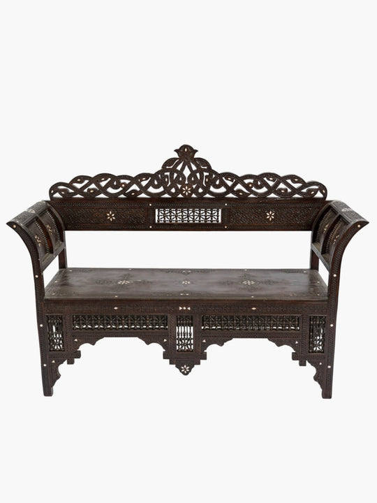 Moroccan Carved Bench | Mahogany