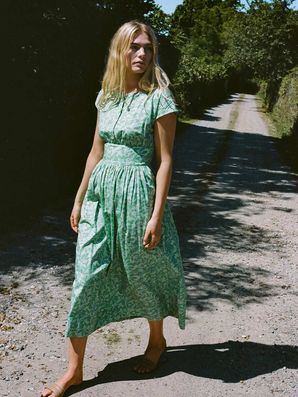 Cap Sleeve Dress Green Purple Limes Fashionkind
