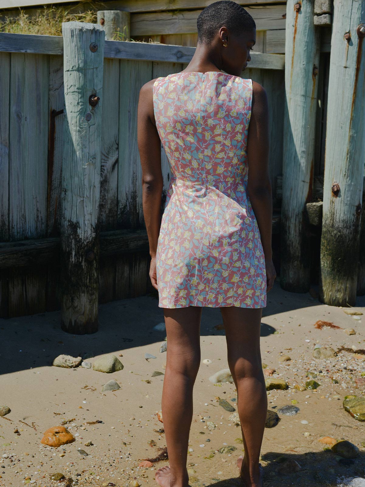 Gathered Mini Dress | Coral Bougainvillea