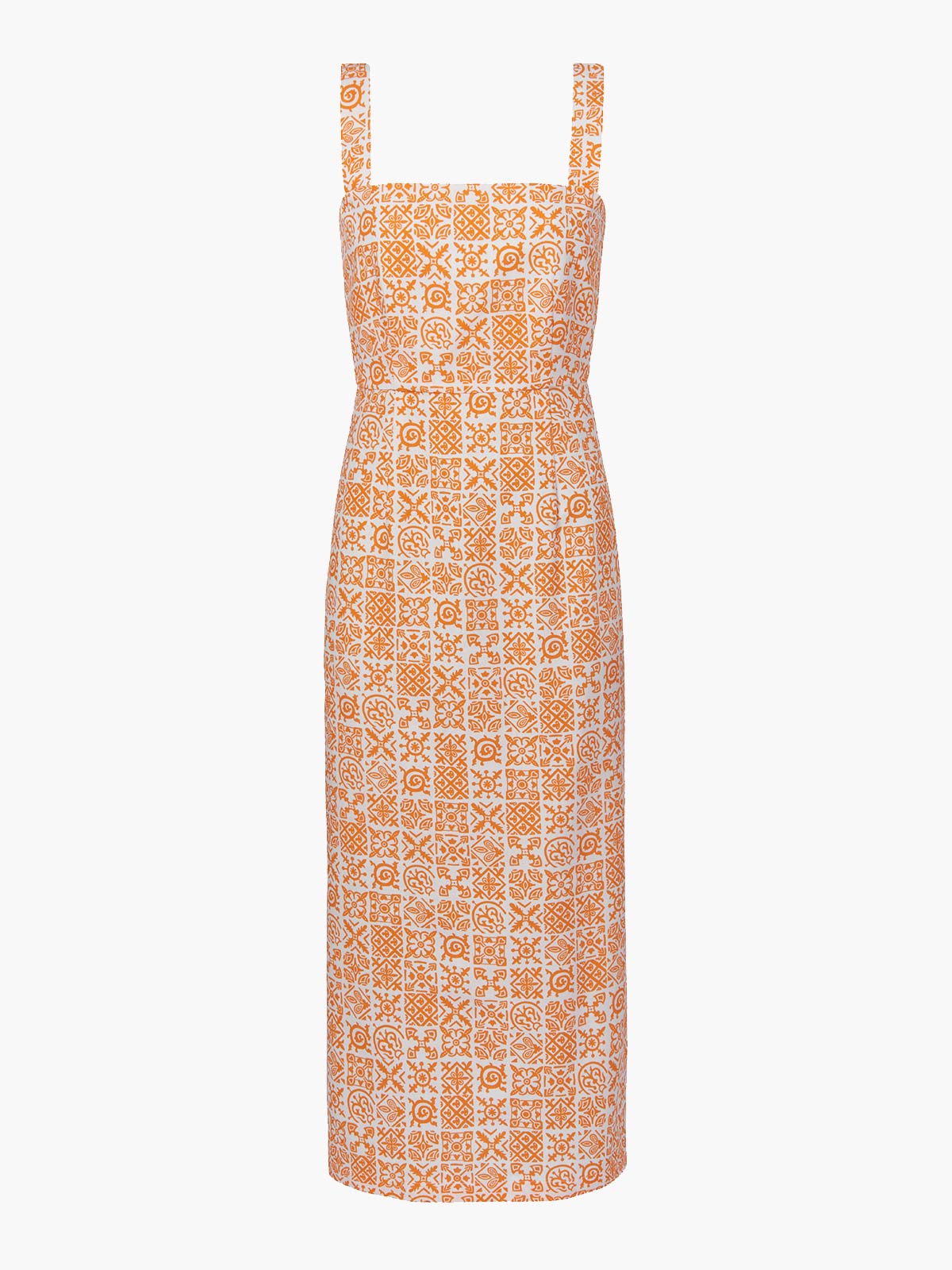 Long Slip Dress | Orange Checkerboard