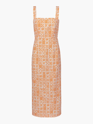 Long Slip Dress | Orange Checkerboard Long Slip Dress | Orange Checkerboard