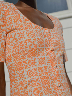 Mod Midi Dress | Orange Checkerboard Mod Midi Dress | Orange Checkerboard
