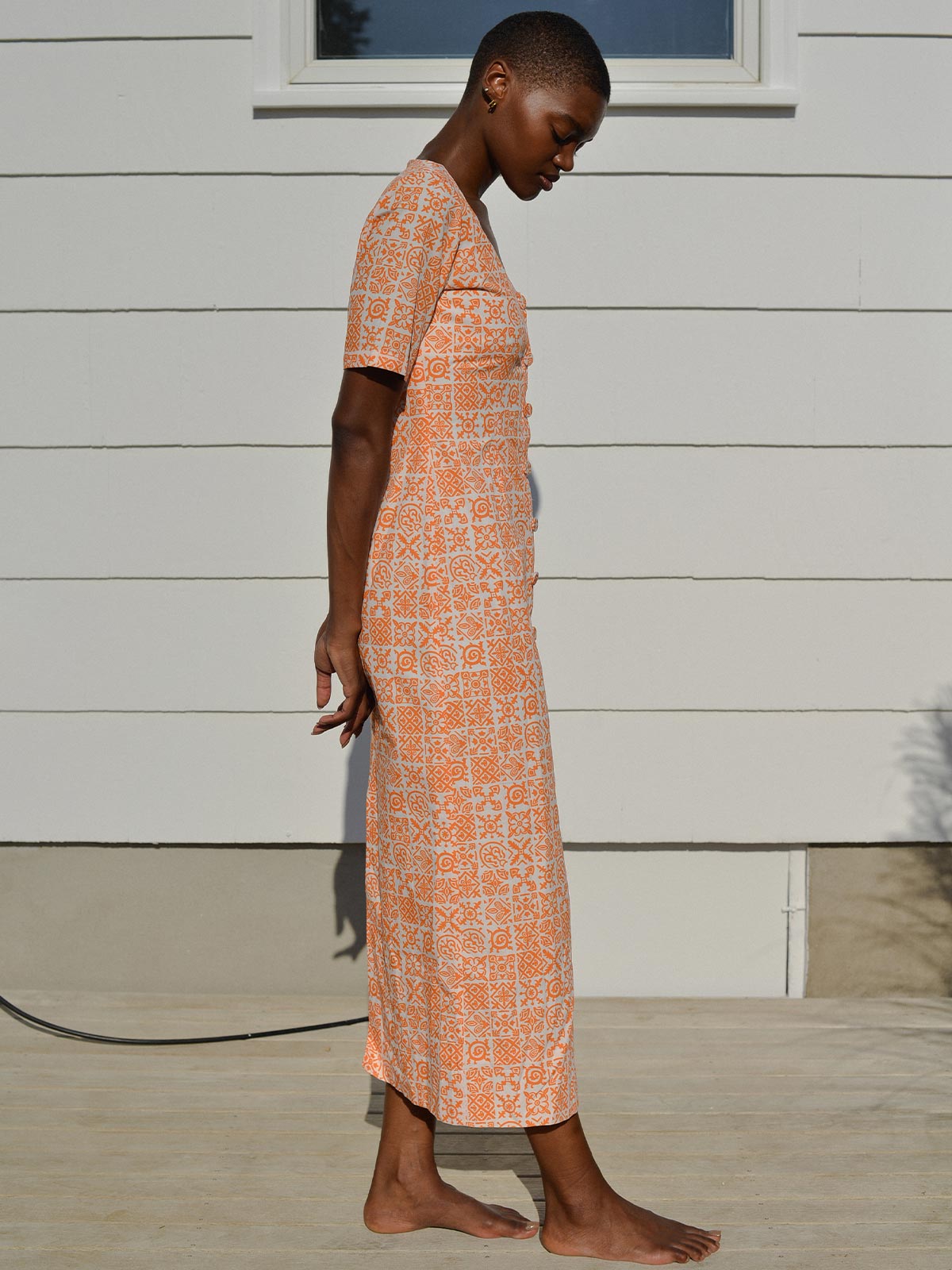 Mod Midi Dress | Orange Checkerboard