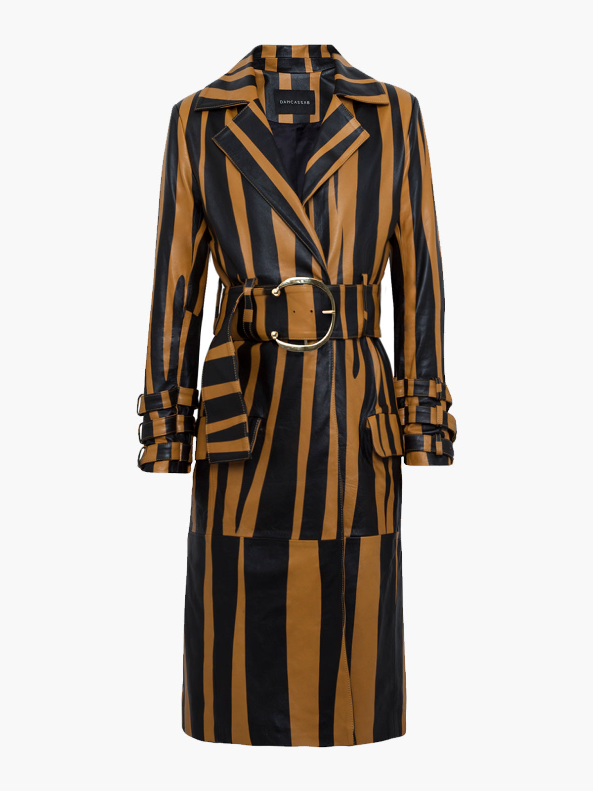 Fashion Lapel Vertical Striped Overcoat