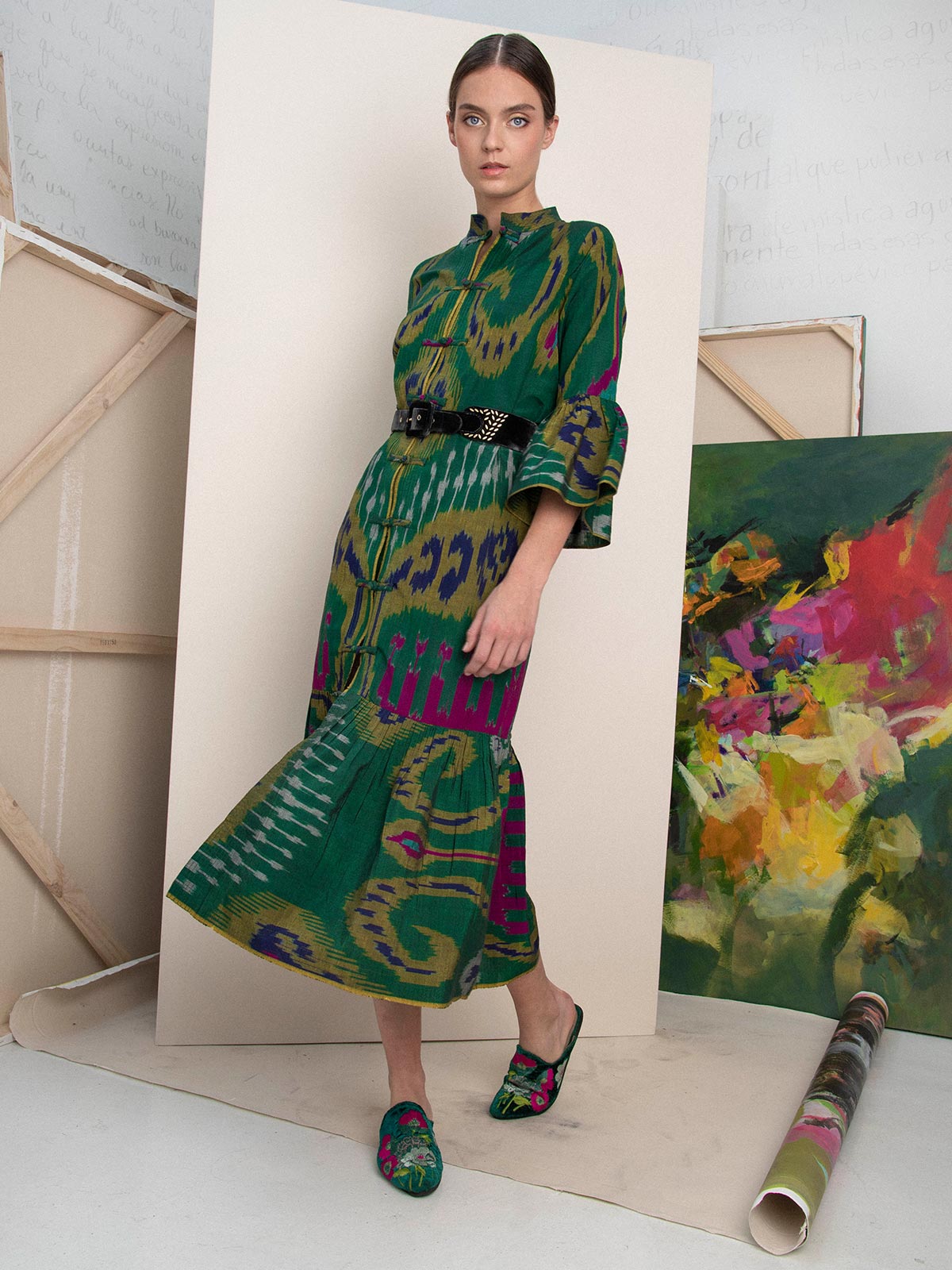 Dragon Dress | Green And Yellow | Fashionkind